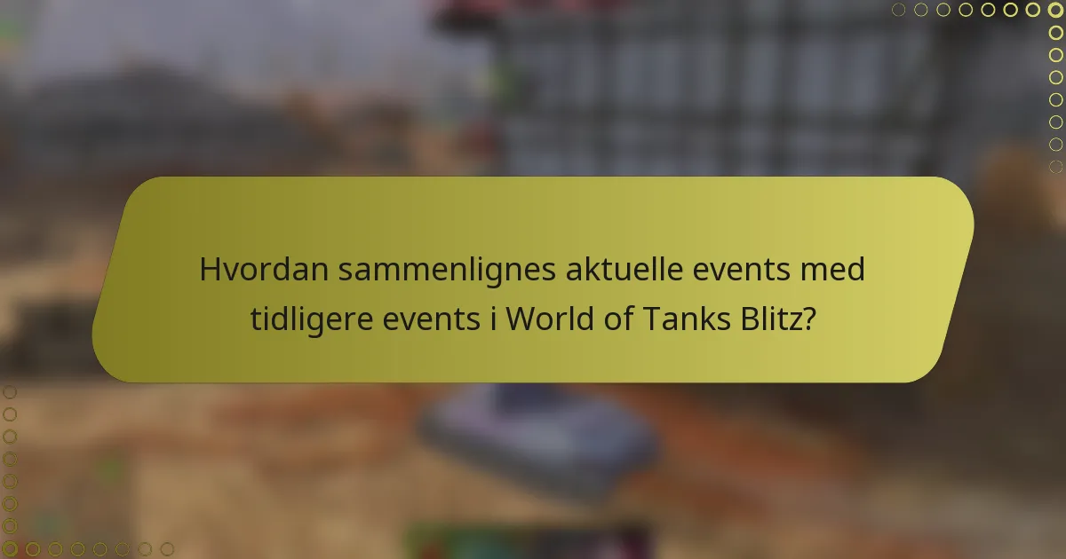 Hvordan sammenlignes aktuelle events med tidligere events i World of Tanks Blitz?